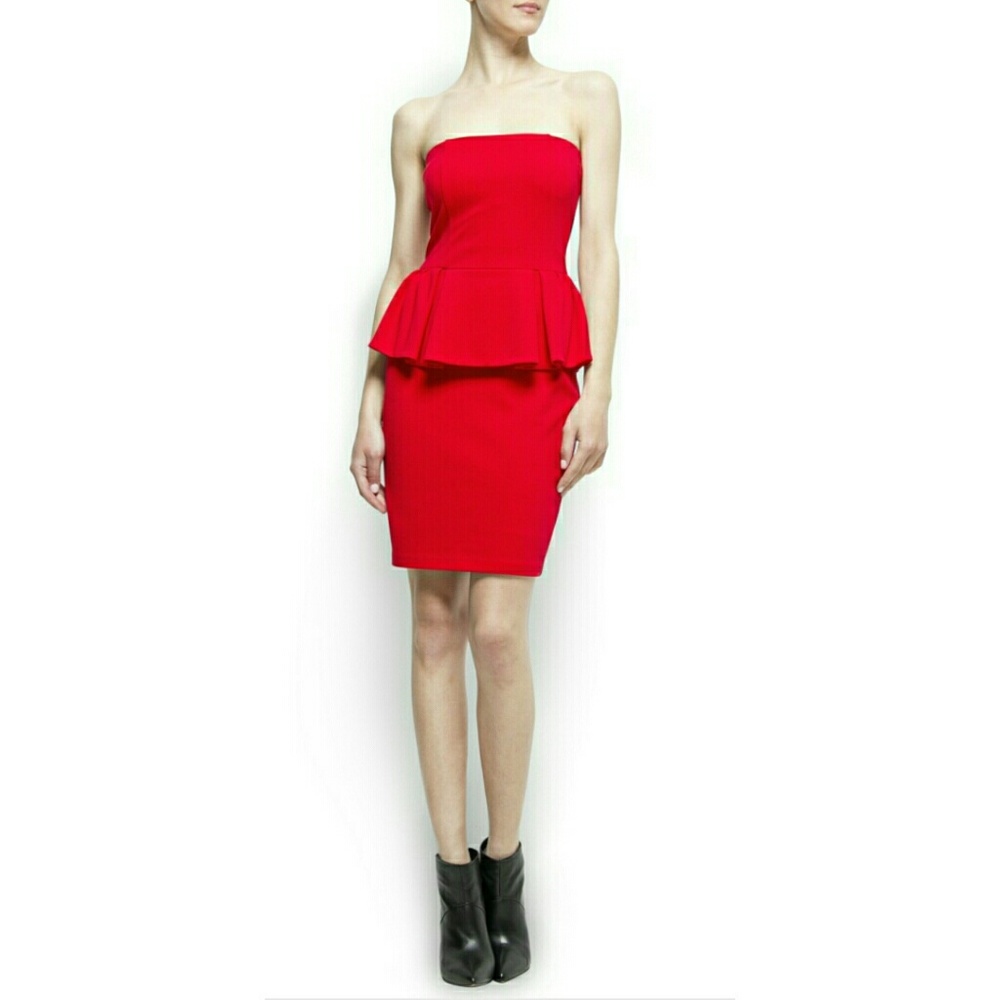 ❤️NWOT❤️Mango Strapless Peplum Dress